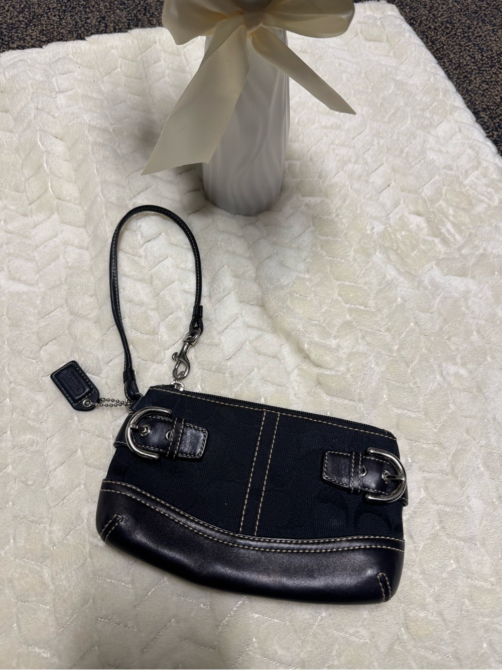 Coach Vintage Soho Signature
Wristlet w/Silver-tone Hardware.